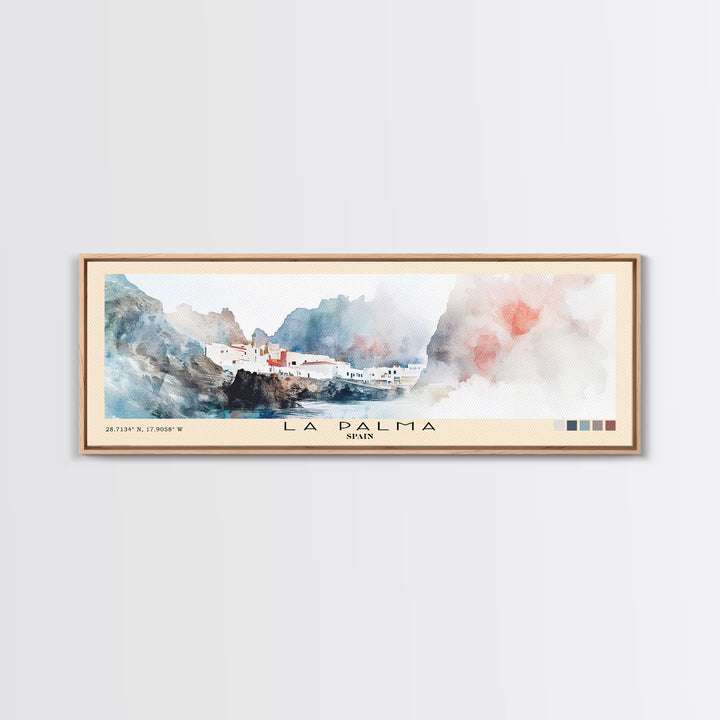 La Palma, Spain Watercolor Print, Vacation Gift, Spain Wall Art, Beach Painting, Beach Decor, Large Wall Art, Wood Frame Art