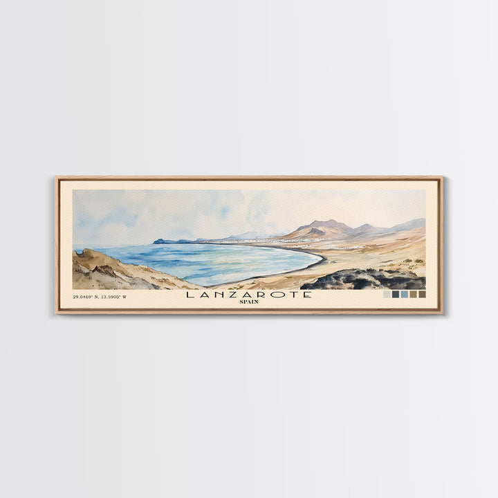 Lanzarote, Spain Watercolor Print, Vacation Gift, Spain Wall Art, Vacation Wall Art, Vacatation Memories, Beach Decor, Beach Or Lakehouse Art