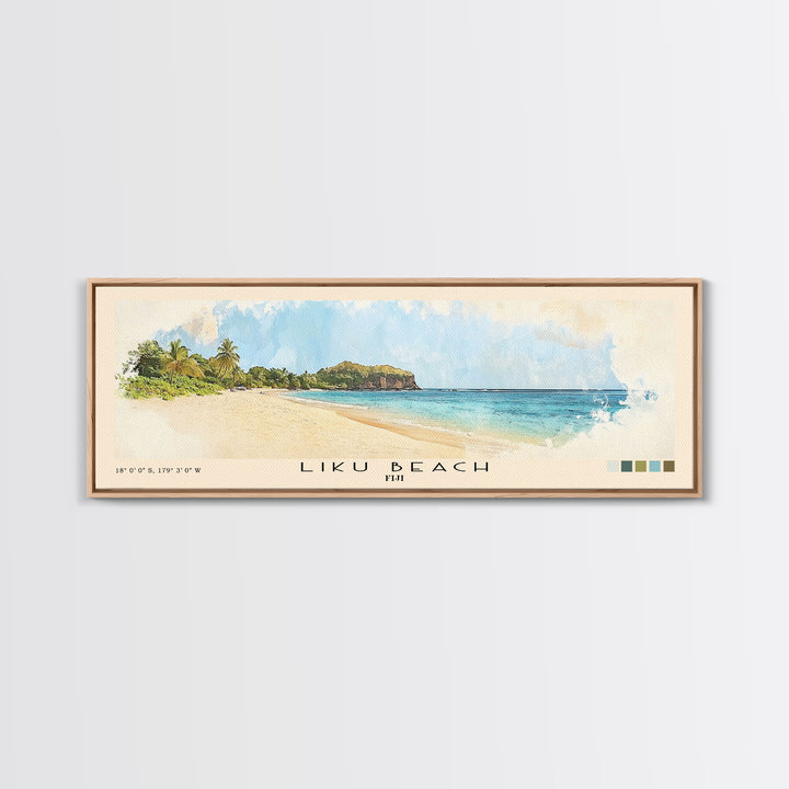Liku Beach, Fiji Watercolor Print, Vacation Gift, Fiji Wall Art, Beach Painting, Beach Decor, Beach Or Lakehouse Art