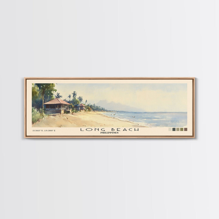 Long Beach, Philippines Watercolor Print, Vacation Gift, Philippines Wall Art, Beach Painting, Beach Decor, Beach Or Lakehouse Art