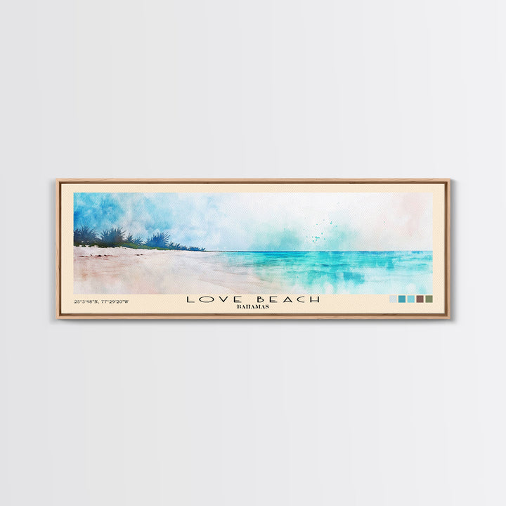 Love Beach, Bahamas Watercolor Print, Vacation Gift, Bahamas Wall Art, Vacation Wall Art, Vacatation Memories, Beach Decor, Beach Or Lakehouse Art