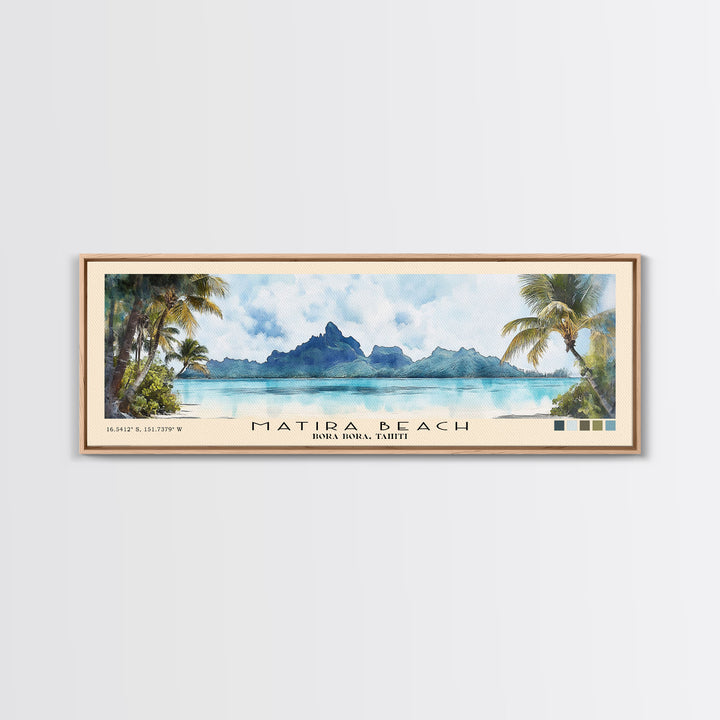 Matira Beach, Bora Bora, Tahiti Watercolor Beach Print, Vacation Gift, Bora Bora, Tahiti Wall Art, Beach Painting, Beach Decor, Beach Painting