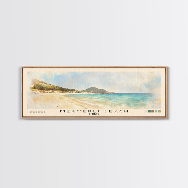 Mermerli Beach, Turkey Watercolor Print, Vacation Gift, Turkey Wall Art, Beach Painting, Beach Decor, Beach Or Lakehouse Art