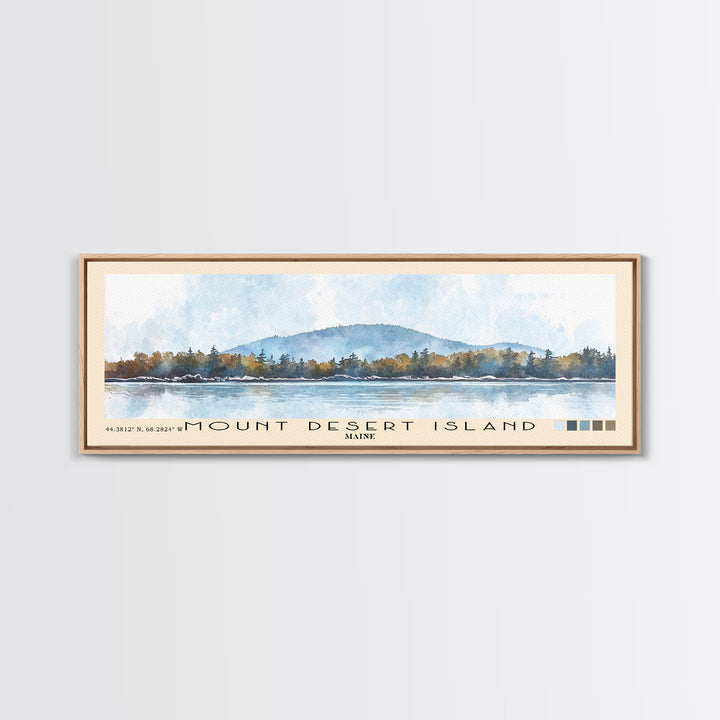 Mount Desert Island, Maine Watercolor Beach Print, Vacation Gift, Maine Wall Art, Framed Canvas Print, Framed Beach Painting