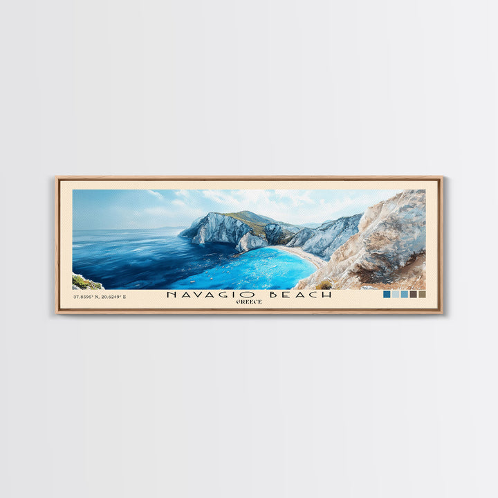 Navagio Beach, Greece Watercolor Print, Vacation Gift, Greece Wall Art, Beach Painting, Beach Decor, Beach Or Lakehouse Art