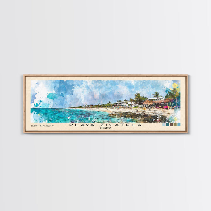 Playa Zicatela, Mexico Watercolor Print, Vacation Gift, Mexico Wall Art, Vacation Wall Art, Vacatation Memories, Beach Decor, Beach Or Lakehouse Art