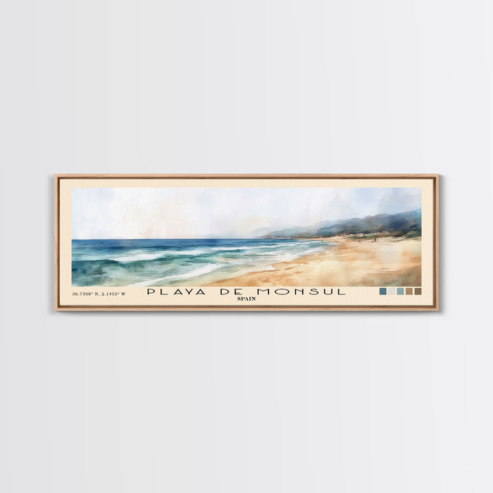 Playa de Monsul, Spain Watercolor Print, Vacation Gift, Spain Wall Art, Beach Painting, Beach Decor, Beach Or Lakehouse Art