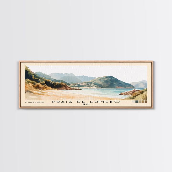 Praia de Lumebó, Spain Watercolor Print, Vacation Gift, Spain Wall Art, Beach Painting, Beach Decor, Beach Or Lakehouse Art