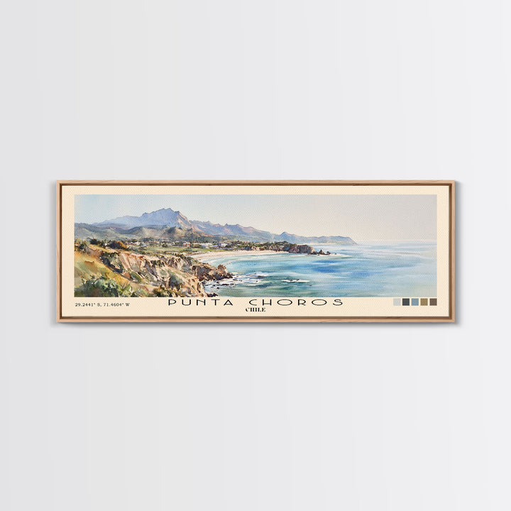 Punta Choros, Chile Watercolor Print, Vacation Gift, Chile Wall Art, Beach Painting, Beach Decor, Large Wall Art, Wood Frame Art