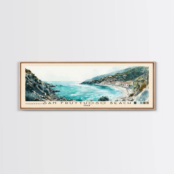 San Fruttuoso Beach, Italy Watercolor Print, Vacation Gift, Italy Wall Art, Vacation Wall Art, Vacatation Memories, Beach Decor, Beach Or Lakehouse Art