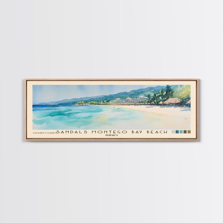 Sandals Montego Bay Beach, Jamaica Watercolor Print, Vacation Gift, Jamaica Wall Art, Vacation Wall Art, Vacatation Memories, Beach Decor, Beach Or Lakehouse Art