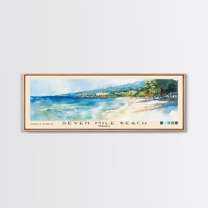 Seven Mile Beach, Jamaica Watercolor Print, Vacation Gift, Jamaica Wall Art, Vacation Wall Art, Vacatation Memories, Beach Decor, Beach Or Lakehouse Art