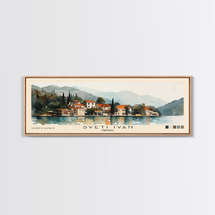Sveti Ivan , Croatia Watercolor Beach Print, Vacation Gift, Croatia Wall Art, Framed Canvas Print, Framed Beach Painting