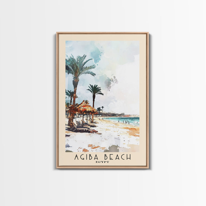 Agiba Beach, Egypt Watercolor Print, Vacation Gift, Egypt Wall Art, Beach Painting, Beach Decor, Beach Or Lakehouse Art