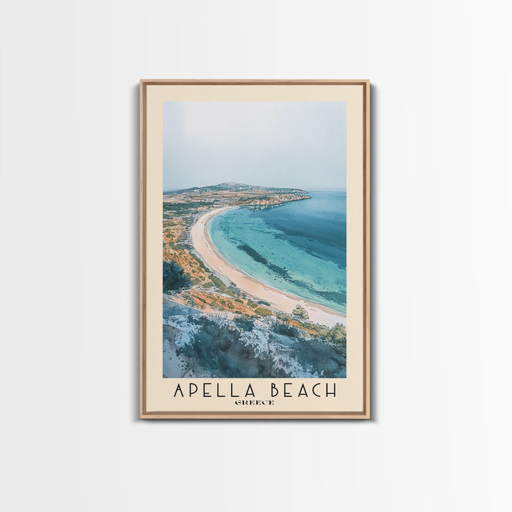 Apella Beach, Greece Watercolor Print, Vacation Gift, Greece Wall Art, Beach Painting, Beach Decor, Beach Or Lakehouse Art