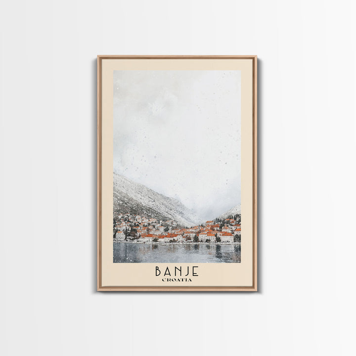 Banje, Croatia Watercolor Print, Vacation Gift, Croatia Wall Art, Beach Painting, Beach Decor, Large Wall Art, Wood Frame Art
