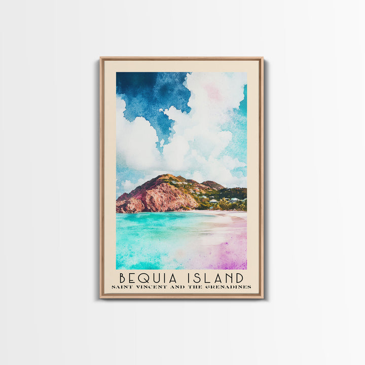 Bequia Island, Saint Vincent and the Grenadines Watercolor Beach Print, Vacation Gift, Saint Vincent and the Grenadines Wall Art, Beach Painting, Beach Decor, Beach Painting
