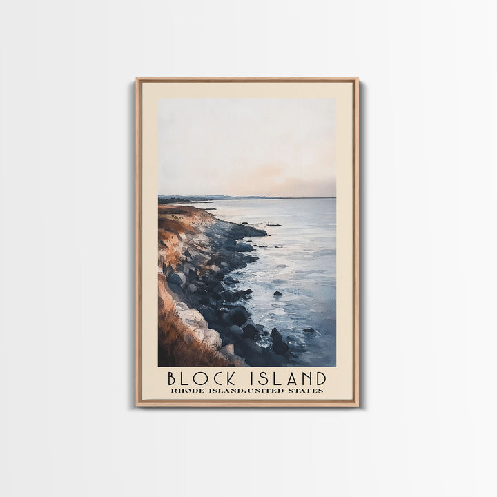 Block Island, Rhode Island,United States Watercolor Print, Vacation Gift, Rhode Island,United States Wall Art, Beach Painting, Beach Decor, Large Wall Art, Wood Frame Art