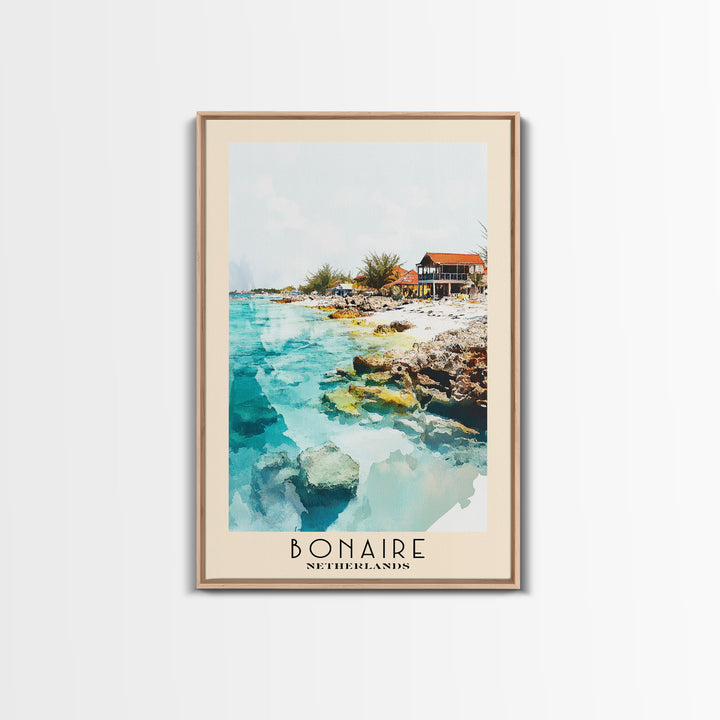 Bonaire, Netherlands Watercolor Print, Vacation Gift, Netherlands Wall Art, Beach Painting, Beach Decor, Beach Or Lakehouse Art