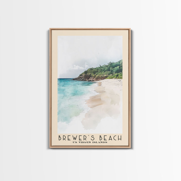 Brewer’s Beach, US Virgin islands Watercolor Print, Vacation Gift, US Virgin islands Wall Art, Beach Painting, Beach Decor, Large Wall Art, Wood Frame Art