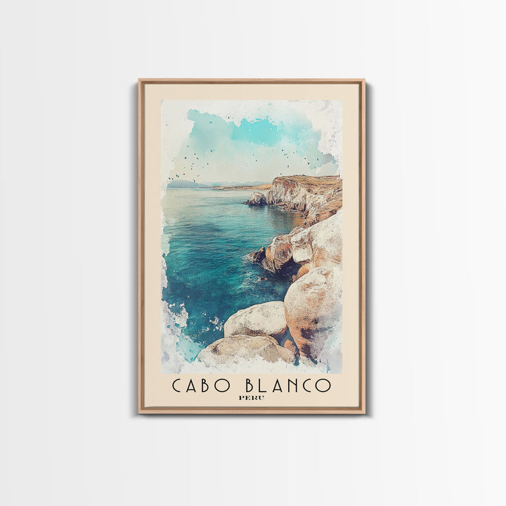 Cabo Blanco, Peru Watercolor Beach Print, Vacation Gift, Peru Wall Art, Beach Painting, Beach Decor, Beach Painting
