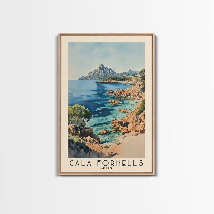 Cala Fornells, Spain Watercolor Print, Vacation Gift, Spain Wall Art, Beach Painting, Beach Decor, Beach Or Lakehouse Art