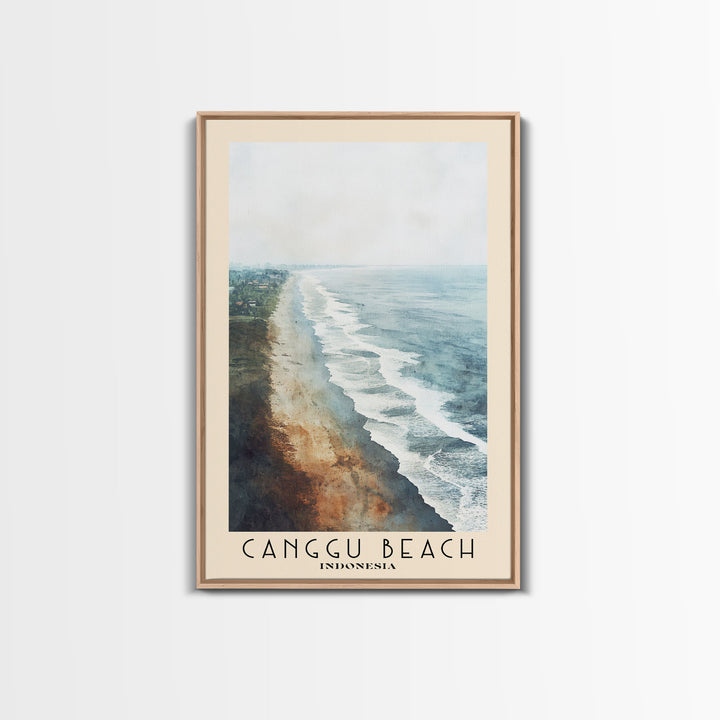 Canggu Beach, Indonesia Watercolor Print, Vacation Gift, Indonesia Wall Art, Beach Painting, Beach Decor, Large Wall Art, Wood Frame Art