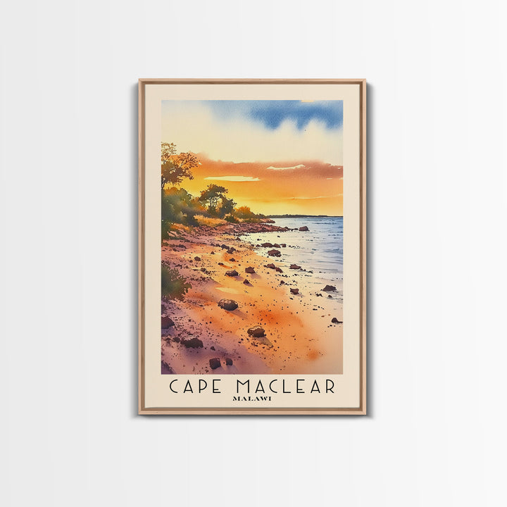 Cape Maclear, Malawi Watercolor Print, Vacation Gift, Malawi Wall Art, Beach Painting, Beach Decor, Large Wall Art, Wood Frame Art