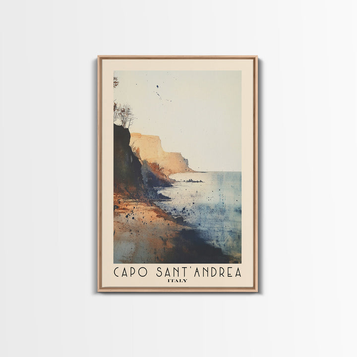 Capo Sant’Andrea, Italy Watercolor Print, Vacation Gift, Italy Wall Art, Beach Painting, Beach Decor, Beach Or Lakehouse Art
