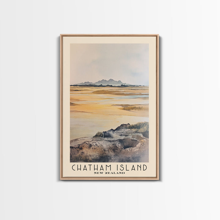 Chatham Island, New Zealand Watercolor Print, Vacation Gift, New Zealand Wall Art, Beach Painting, Beach Decor, Large Wall Art, Wood Frame Art