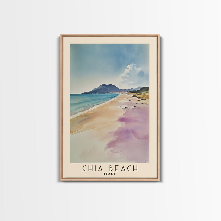 Chia Beach, Italy Watercolor Print, Vacation Gift, Italy Wall Art, Beach Painting, Beach Decor, Beach Or Lakehouse Art