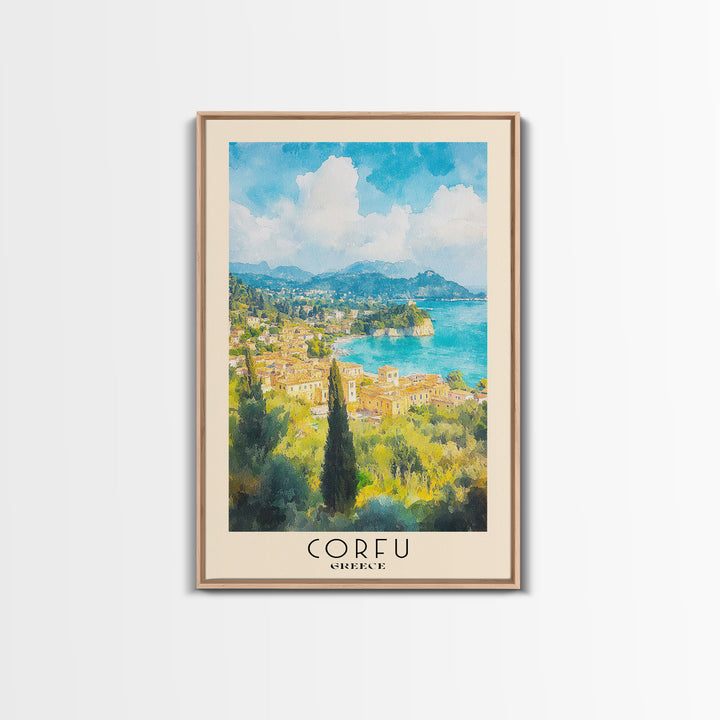 Corfu, Greece Watercolor Beach Print, Vacation Gift, Greece Wall Art, Beach Painting, Beach Decor, Beach Painting