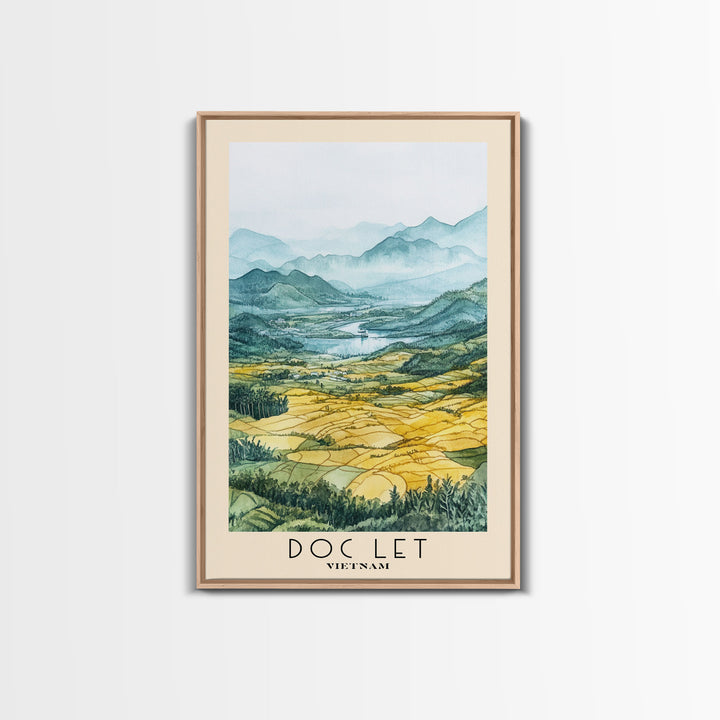 Doc Let, Vietnam Watercolor Print, Vacation Gift, Vietnam Wall Art, Beach Painting, Beach Decor, Large Wall Art, Wood Frame Art