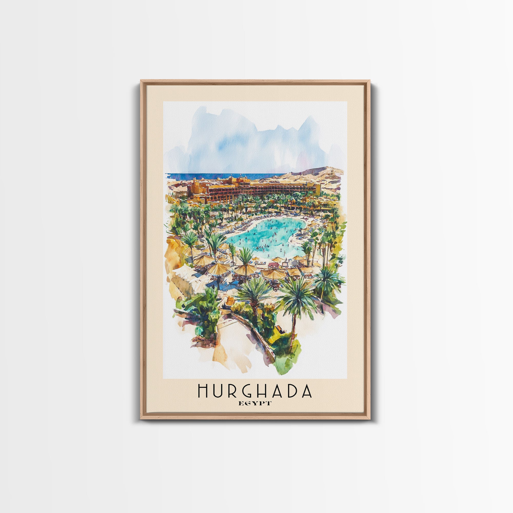 Hurghada, Egypt Watercolor Beach Print, Vacation Gift, Egypt Wall Art ...