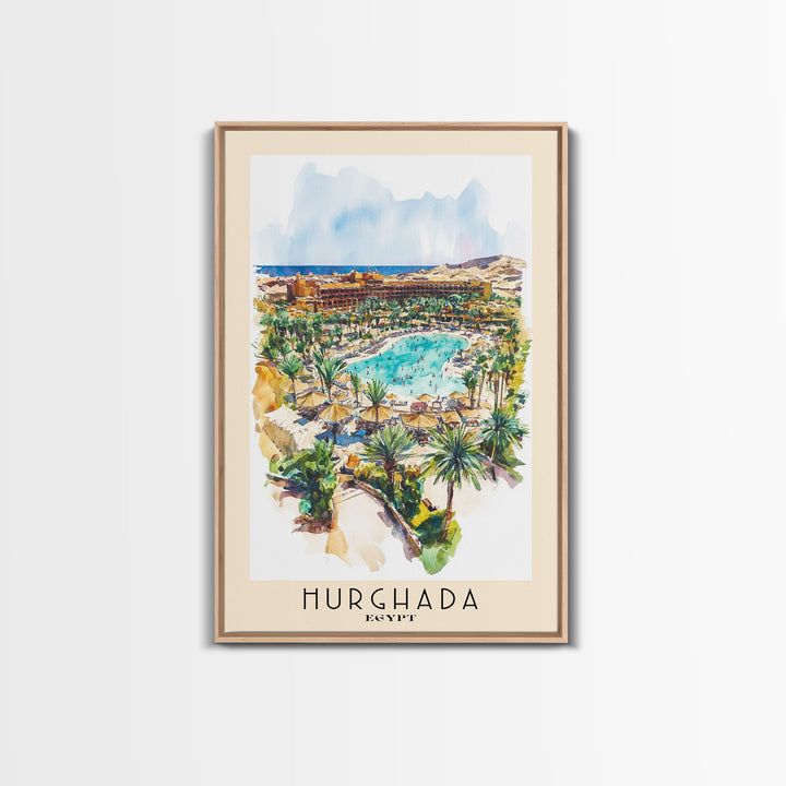 Hurghada, Egypt Watercolor Beach Print, Vacation Gift, Egypt Wall Art, Beach Painting, Beach Decor, Beach Painting