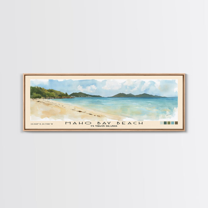 Maho Bay Beach, US Virgin islands Watercolor Print, Vacation Gift, US Virgin islands Wall Art, Beach Painting, Beach Decor, Beach Or Lakehouse Art