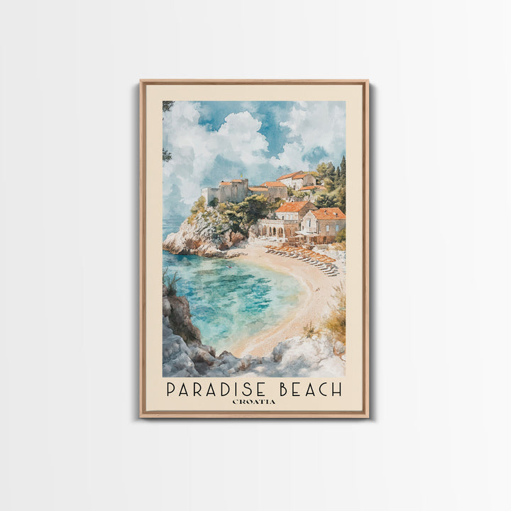 Paradise Beach, Croatia Watercolor Print, Vacation Gift, Croatia Wall Art, Vacation Wall Art, Vacatation Memories, Beach Decor, Beach Or Lakehouse Art