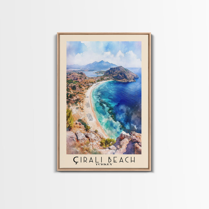 Çıralı Beach, Turkey Watercolor Print, Vacation Gift, Turkey Wall Art, Beach Painting, Beach Decor, Large Wall Art, Wood Frame Art
