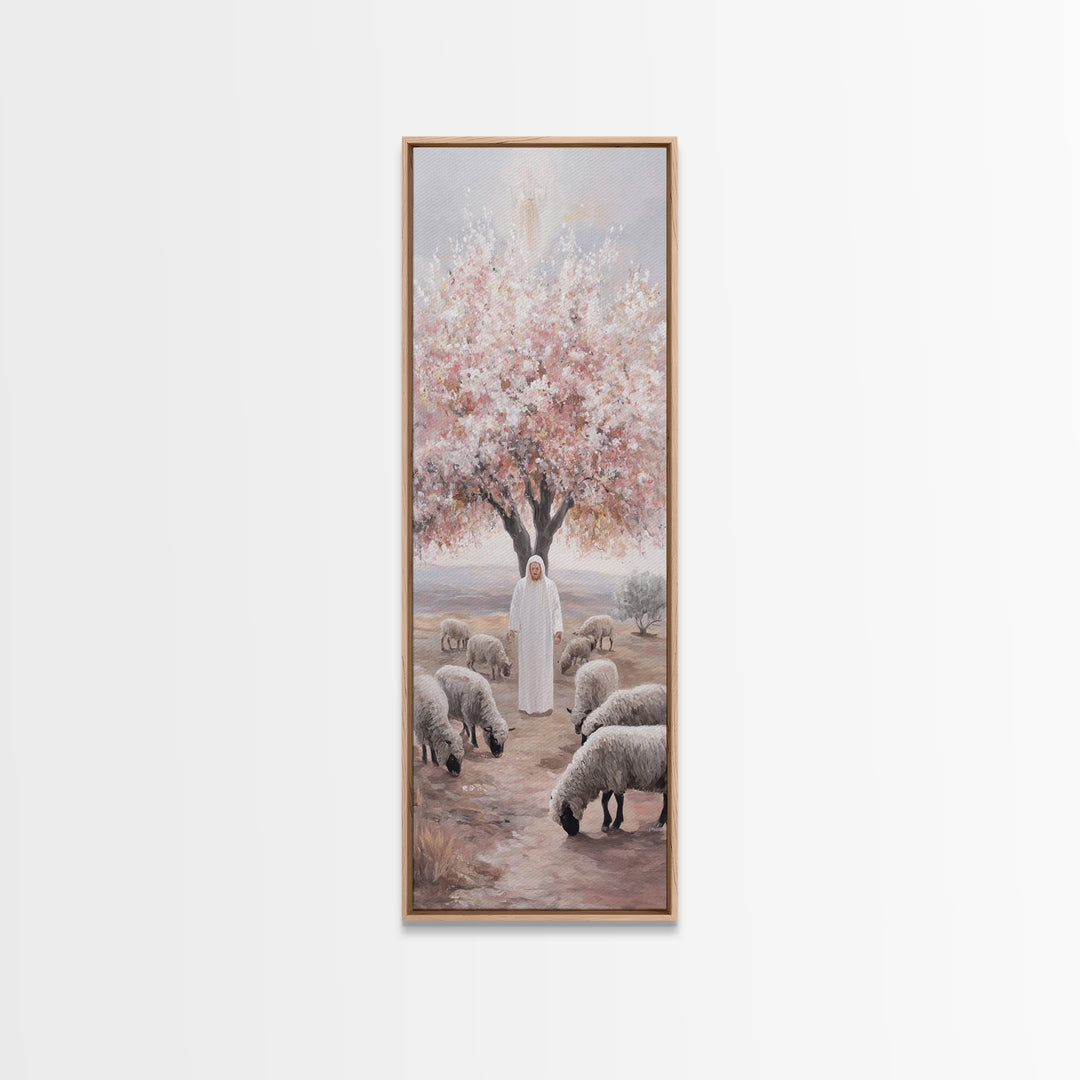 Blossoms Of Grace – Framed Canvas Print – Christian Wall Art – Jesus Painting – Christian Art Canvas – Tall Narrow Wall Art