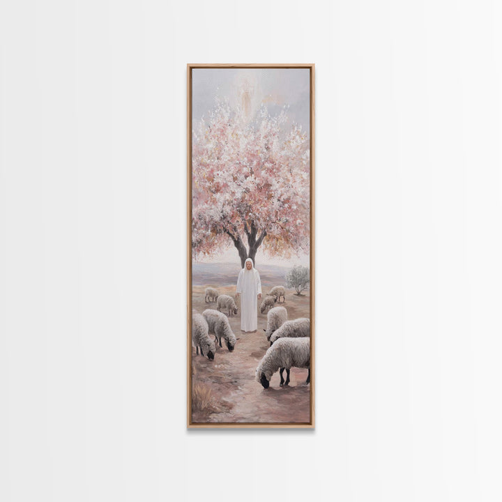 Blossoms Of Grace – Framed Canvas Print – Christian Wall Art – Jesus Painting – Christian Art Canvas – Tall Narrow Wall Art