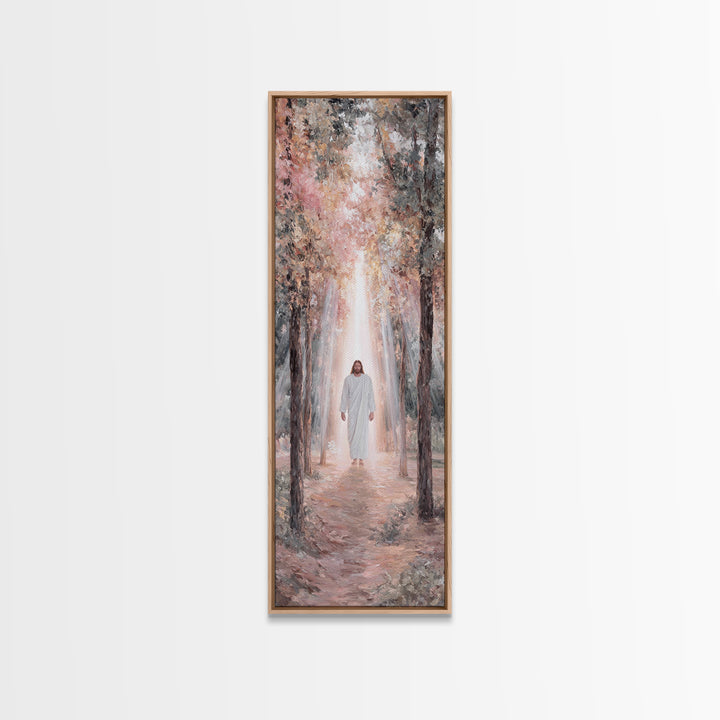 Pathway Of Holy Light – Framed Canvas Print – Christian Art Canvas – Jesus Painting – Christian Wall Art – Narrow Art – Christian Christmas