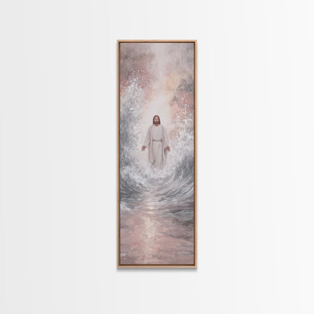 Rising Dawn Light | Framed Canvas Print | Tall Narrow Wall Art | Christian Art Canvas | Jesus Painting | Christian Wall Art
