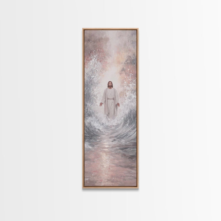 Rising Dawn Light | Framed Canvas Print | Tall Narrow Wall Art | Christian Art Canvas | Jesus Painting | Christian Wall Art