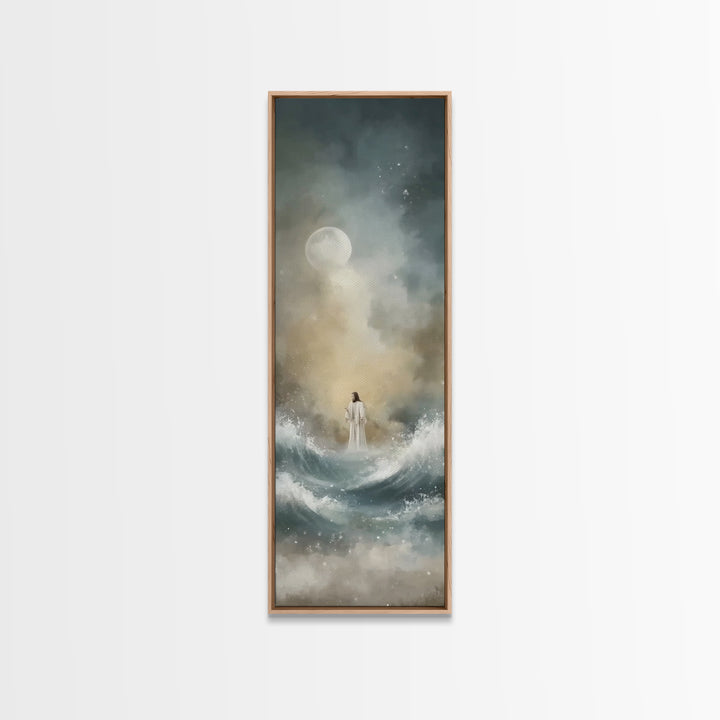 Sacred Night Path | Framed Canvas Print | Tall Narrow Wall Art | Christian Wall Art | Jesus Painting | Christian Art Canvas