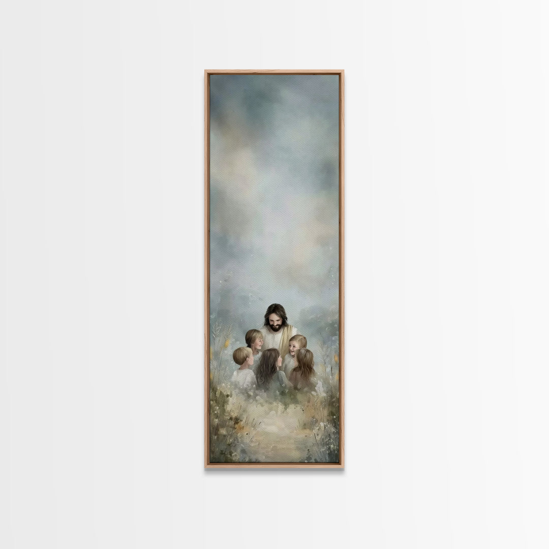 Circle Of Light | Framed Canvas Print | Skinny Art | Jesus Painting | Christian Art Canvas | Christian Wall Art | Christmas Art