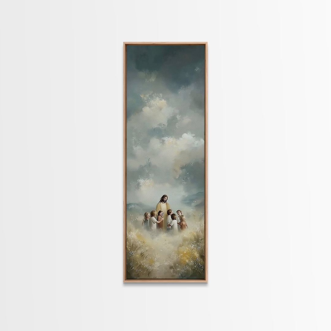 Fields Of Promise, Framed Canvas Print, Tall Skinny Art Print, Christian Art Canvas, Jesus Painting, Christian Wall Art, Christmas Art