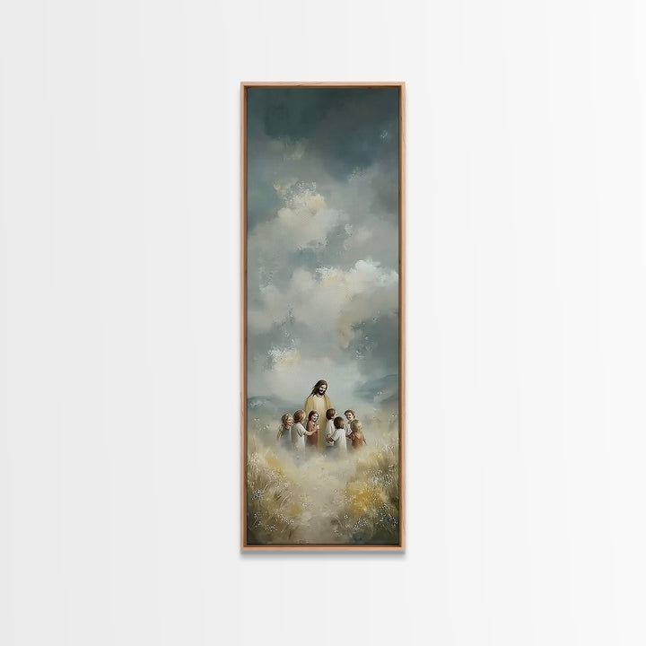 Fields Of Promise, Framed Canvas Print, Tall Skinny Art Print, Christian Art Canvas, Jesus Painting, Christian Wall Art, Christmas Art