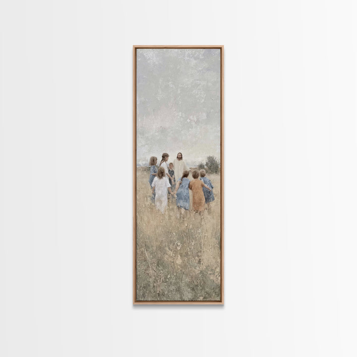 Gentle Morning Grace – Framed Canvas Print – Narrow Art – Christian Art Canvas – Christmas Art – Jesus Painting – Christian Wall Art