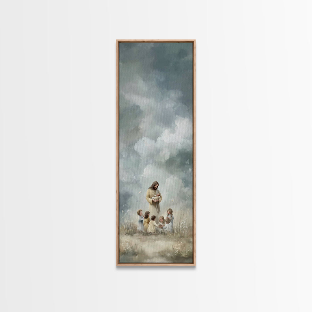 Radiant Garden Grace – Framed Canvas Print – Skinny Art – Jesus Painting – Christian Christmas Art – Christian Art Canvas – Christian Wall