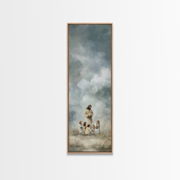 Radiant Garden Grace – Framed Canvas Print – Skinny Art – Jesus Painting – Christian Christmas Art – Christian Art Canvas – Christian Wall